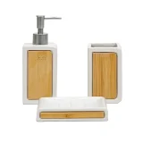 Ensemble 3 Pièces d'Accessoires de Salle de Bain Style Moderne et Naturel
