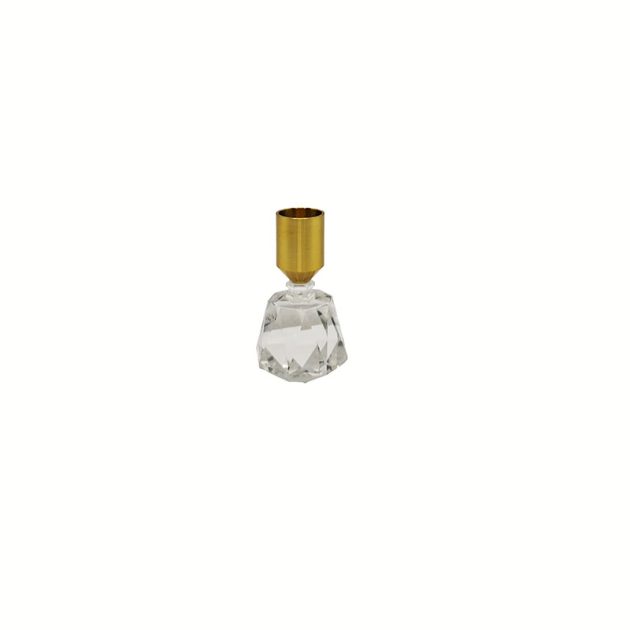 Bougeoir Facetté Doré et Transparent