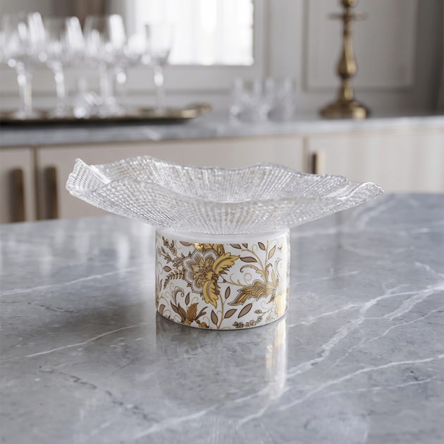 Ensemble Décoratif Classique : Coupe Texturée et Base à Motif