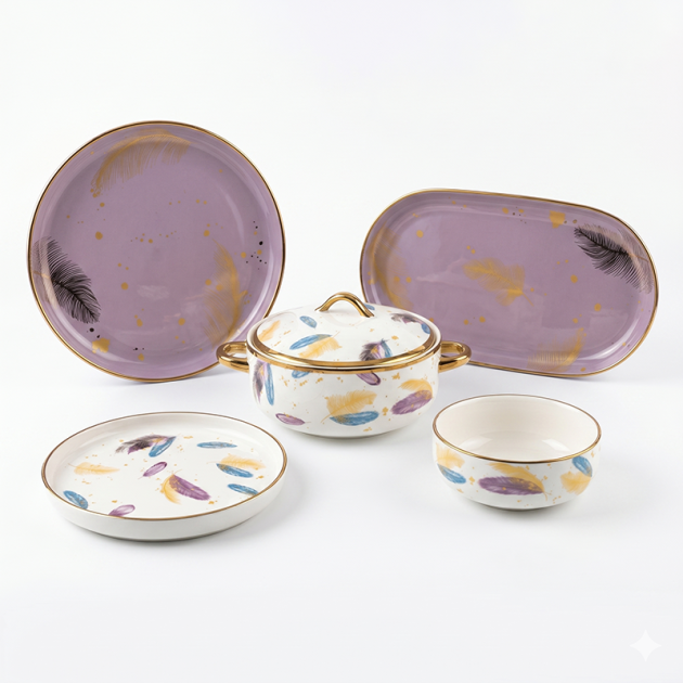 Ensemble de Vaisselle 5 Pièces Moderne et Élégant