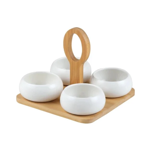 Set de Ramequins Ronds avec Support EN Bois
