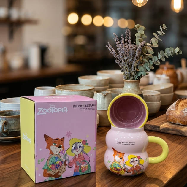 Tasse et Couvercle Fantaisie - Rose et Jaune