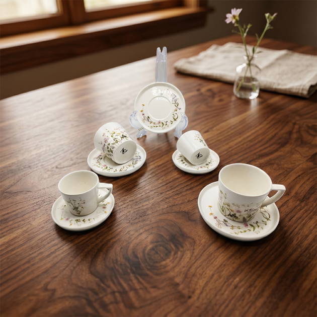 Service à Café en ceramique Florale – Coffret de 24 Pièces