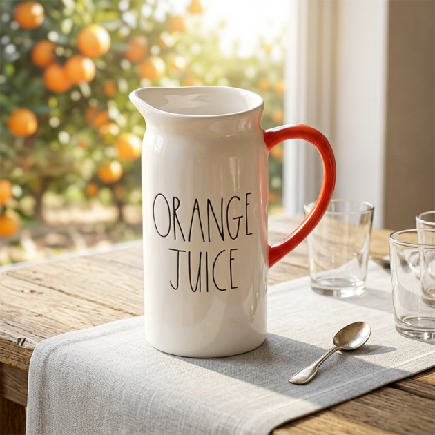 pichet en Céramique « Orange Juice » – Style Rustique Chic 🍊