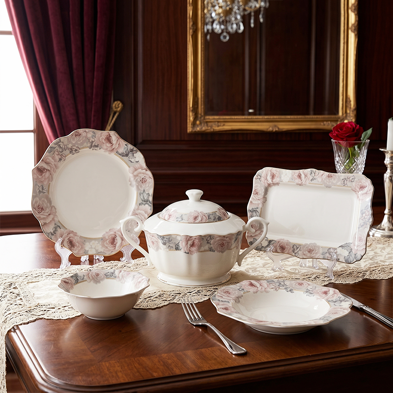 Service de Table en ceramique "Rose Poudrée" a 21 piece