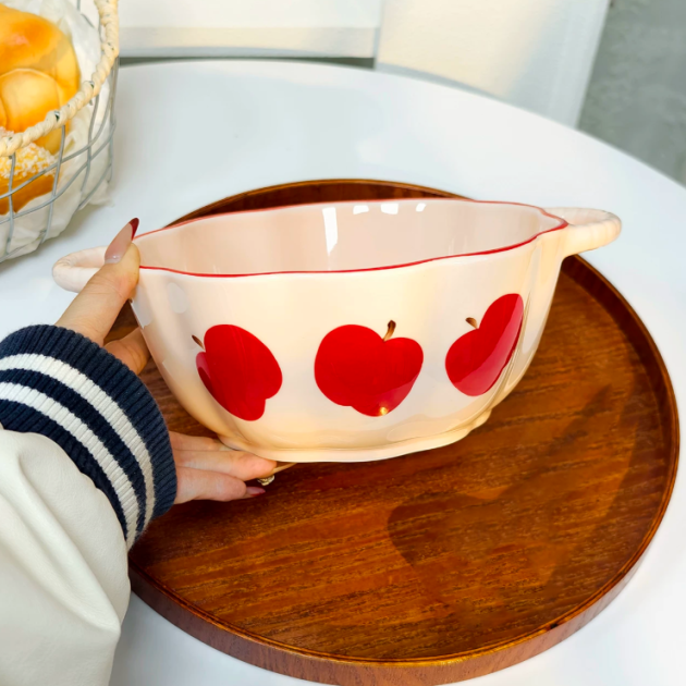 Saladier en Céramique Motif Pommes Rouges