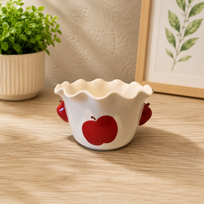 Bol Décoratif en Céramique Motif Pomme Rouge