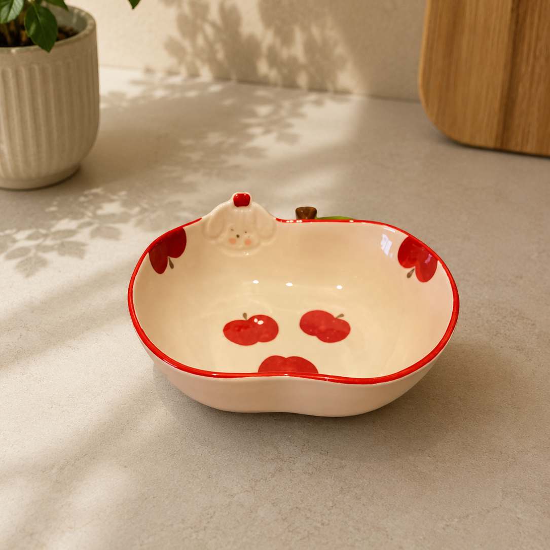 Bol en Céramique Pomme Rouge avec Motif POME – Image 2