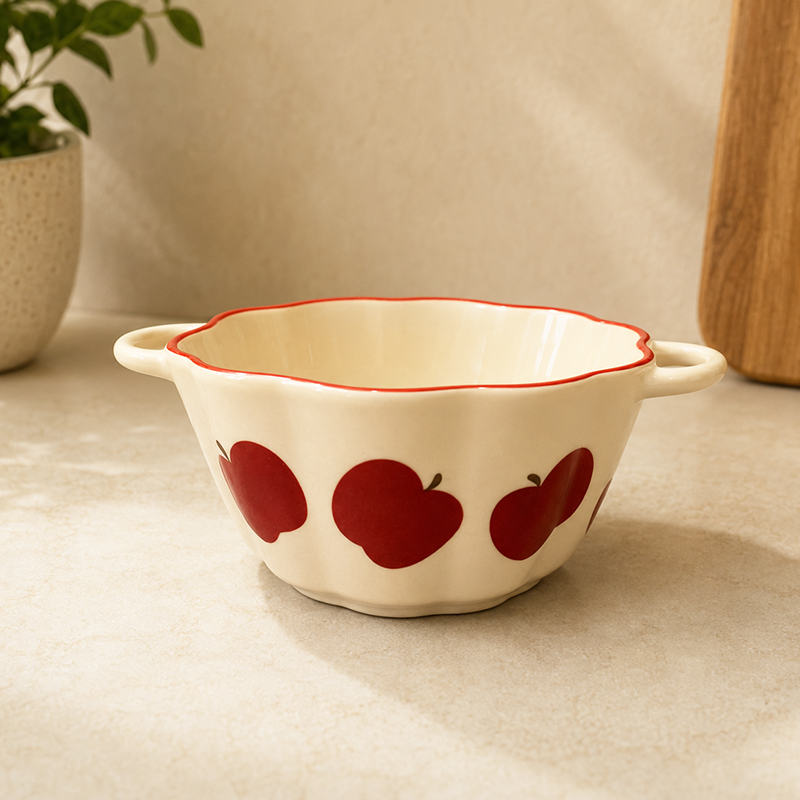 PETIE Saladier en Céramique Motif Pommes Rouges