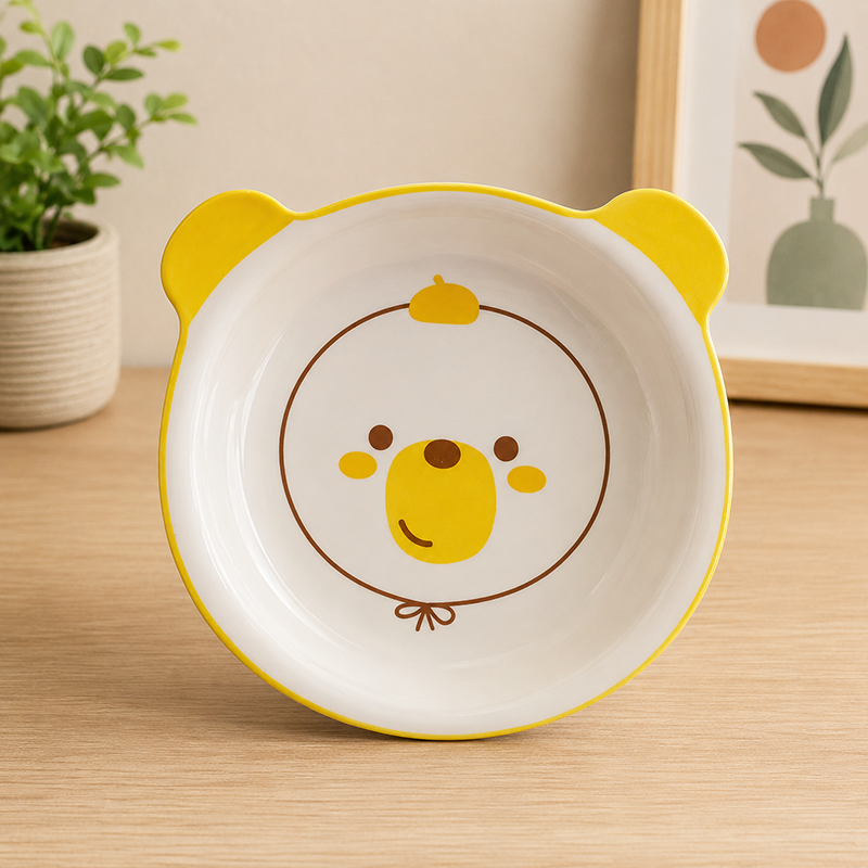 Assiette Enfant en Céramique – Motif Ours Jaune Adorable – Image 2