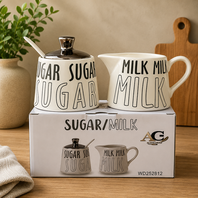 Ensemble Sucrier et Pot à Lait en Céramique – Design Moderne pour le Service du Café et du Thé