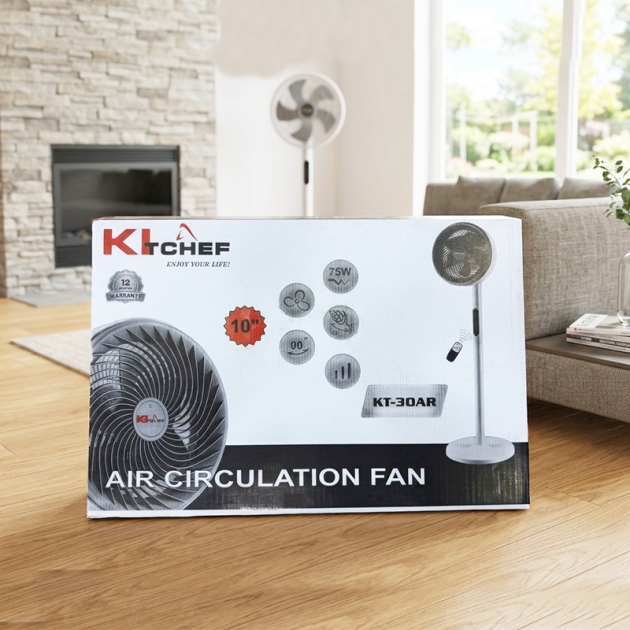Ventilateur de circulation d'air Kitchef KT-30AR avec télécommande - 75W, inclinaison à 90°