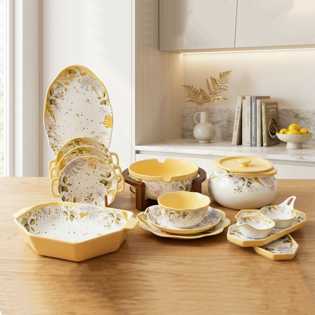Service de Vaisselle Floral Élégant 32 Pièces – couleur jeune
