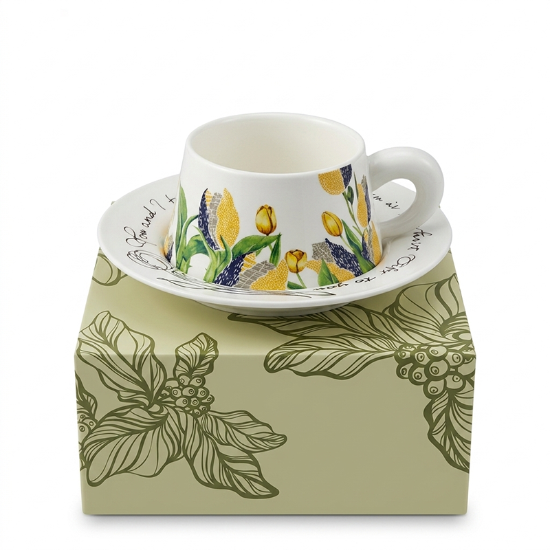 Ensemble tasse et soucoupe en céramique de style florale – Image 6