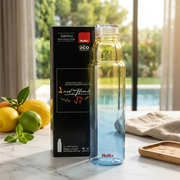 Bouteille en Verre Ibili DaVinci 1 L – Élégance et Fraîcheur au Quotidien