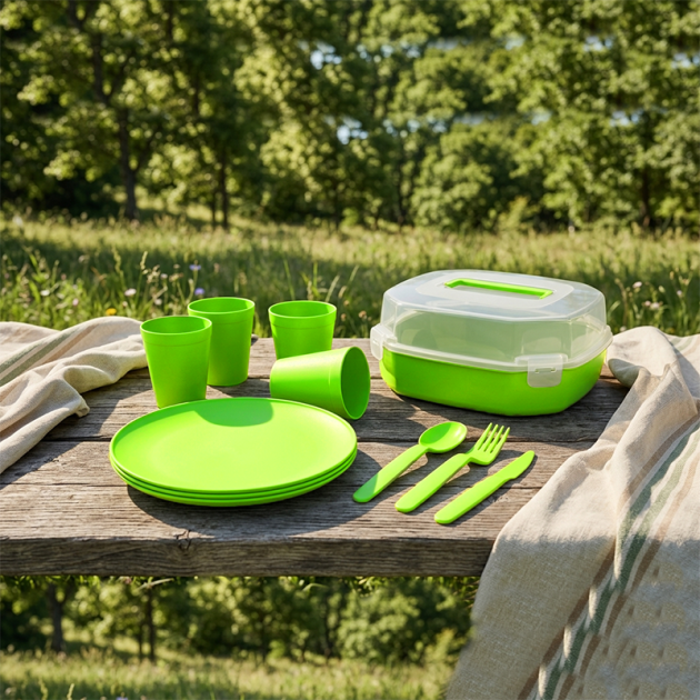 Set de Vaisselle de Pique-Nique Familial Léger et Pratique de 6 personne