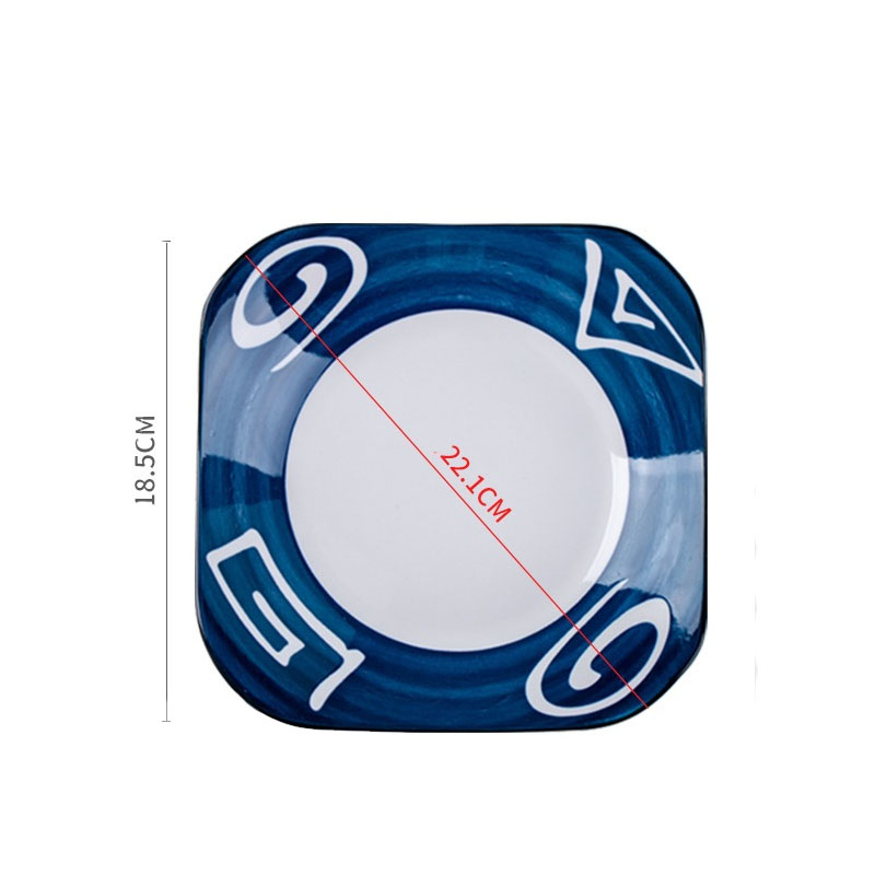 Assiette Creuse Carrée en Céramique Bleu Marine – Image 2