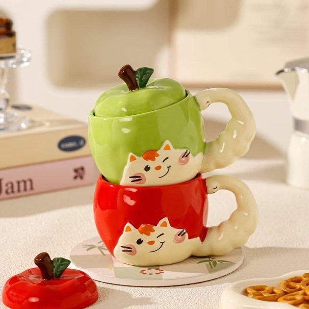 Tasses en Céramique Chat &  Pomme