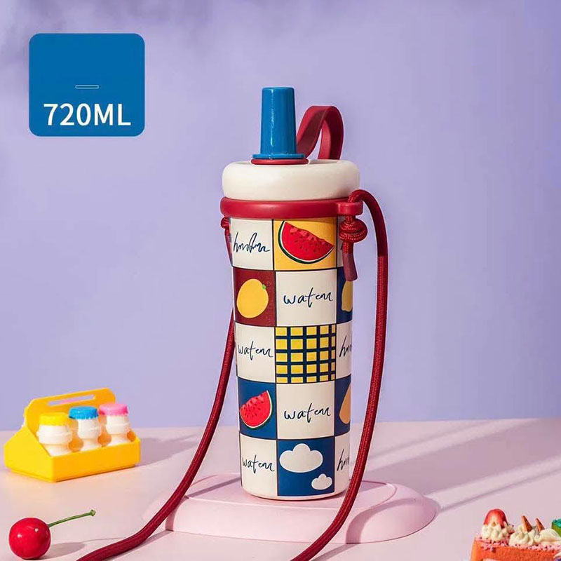 Gourdes Isothermes avec Paille – Design Coloré et Motifs Fruités – Image 2