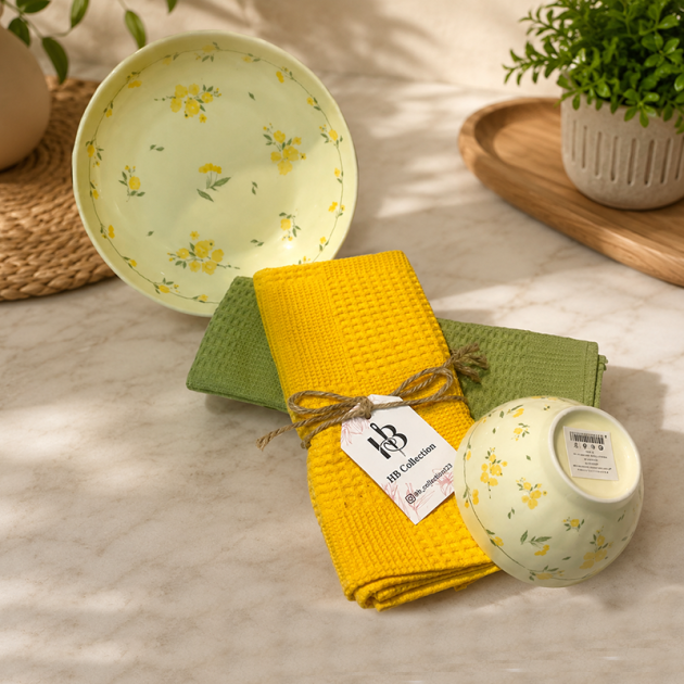 Set de Vaisselle  3 pièces – Assiettes Creuses, Bols & Torchons