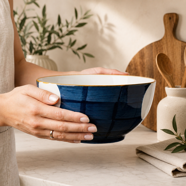 Grand Bol en Céramique Bleu – Élégance Artisanale pour Toutes vos Tables