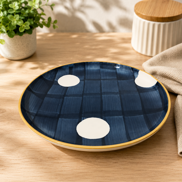 Assiette Plate en Céramique bleu de  26cm
