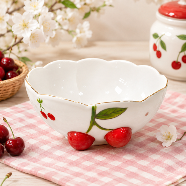 Bol en Céramique Fleur Motif Cerises