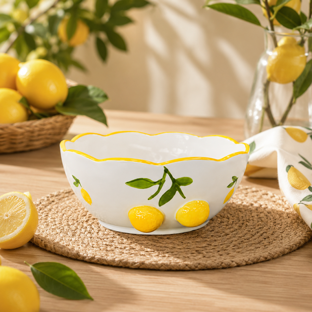 Bol en Céramique Fleur Motif citron