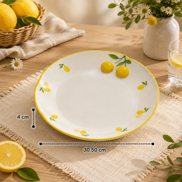 Assiette en Céramique Motif Citrons 30cm