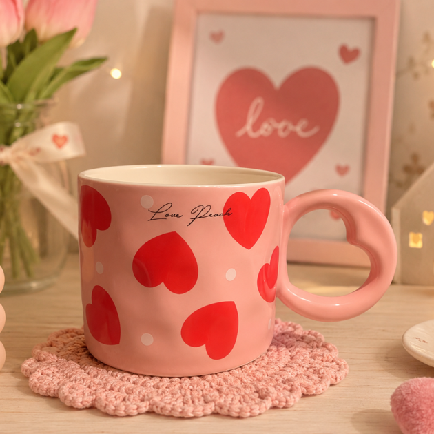 Mug "Sweet Day" avec Poignée en Coeur Unique