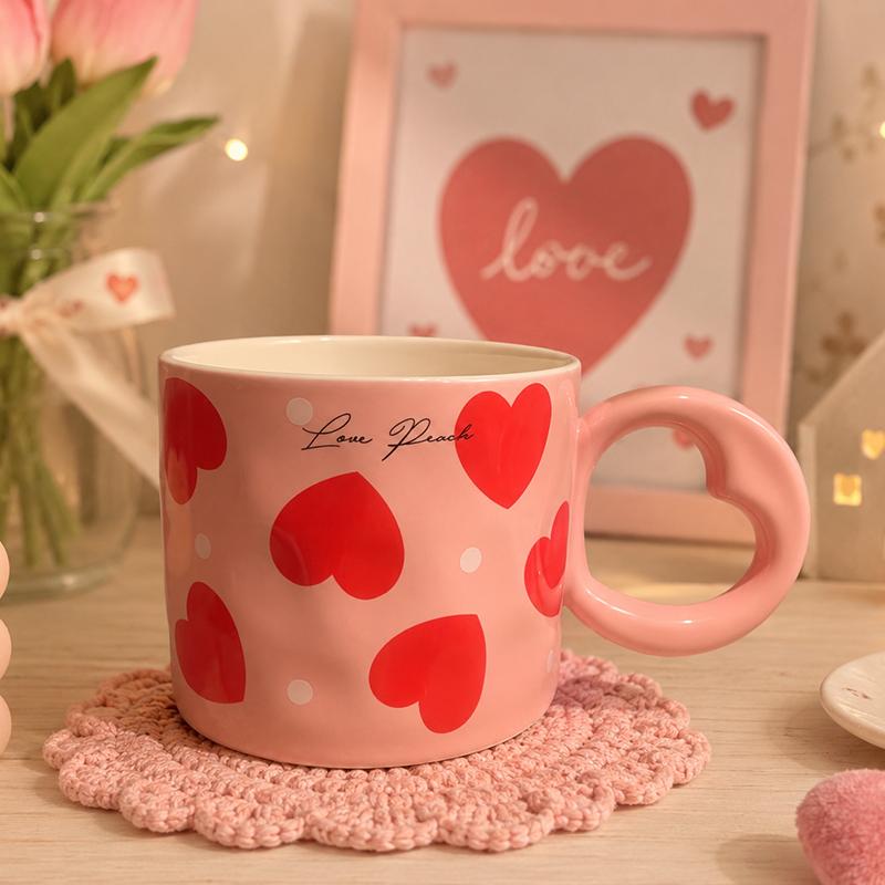 Mug "Sweet Day" avec Poignée en Coeur Unique