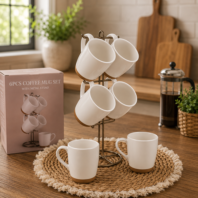 Ensemble de 6 Mugs avec support