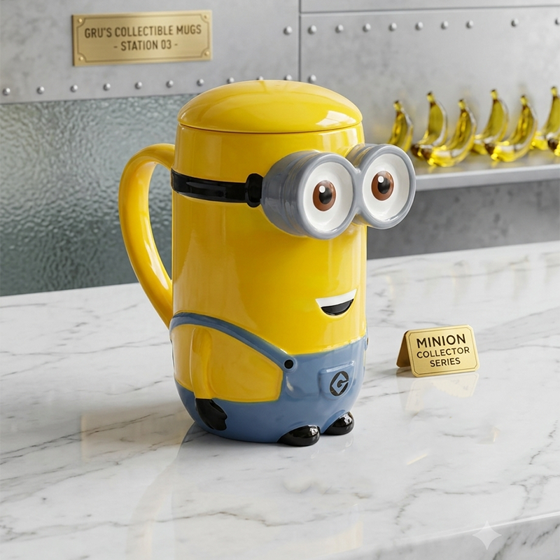 Mug en Céramique 3D Minion avec Couvercle – Tasse Originale et Ludique – Image 2