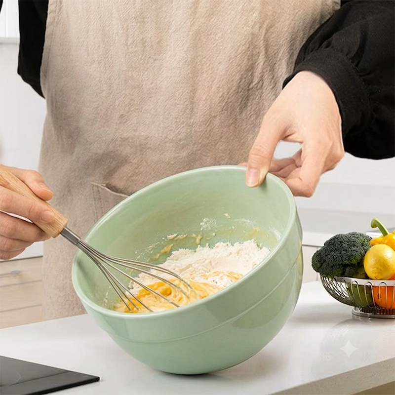 Saladier en Céramique Vert Sauge – Bol Multifonction pour Cuisine et Pâtisserie