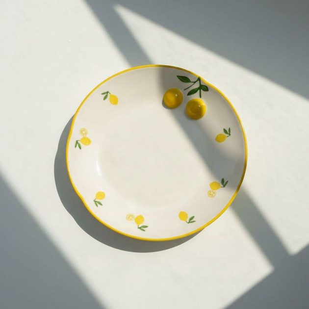 Assiette en Céramique Motif Citrons 25cm