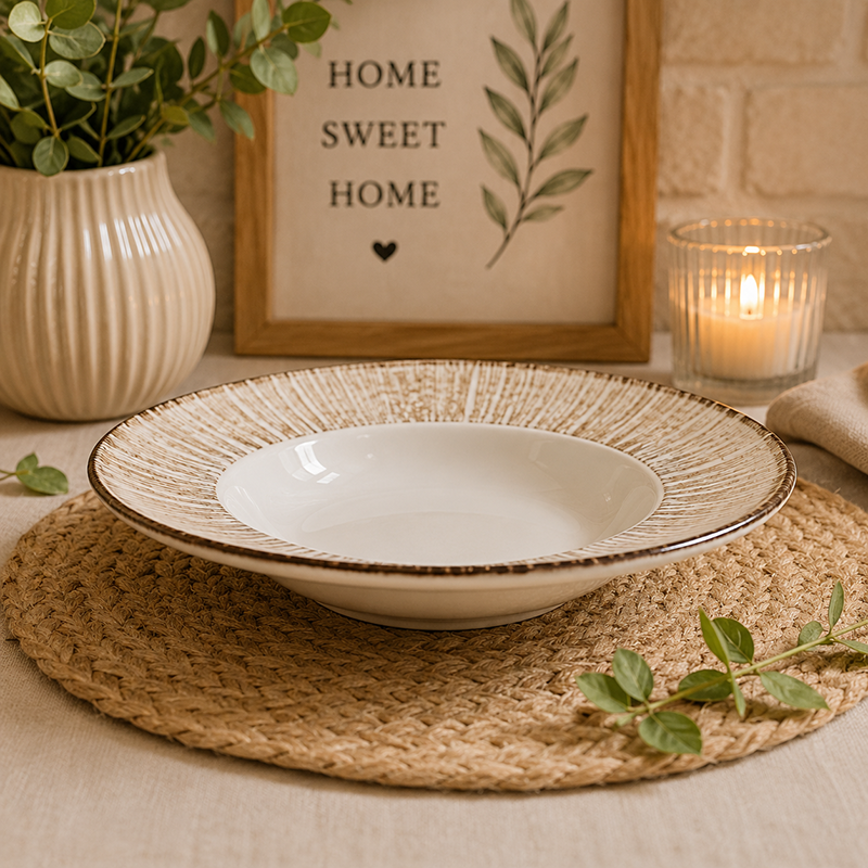 Service de Table 18 Pièces – Design Beige et Blanc – Image 5