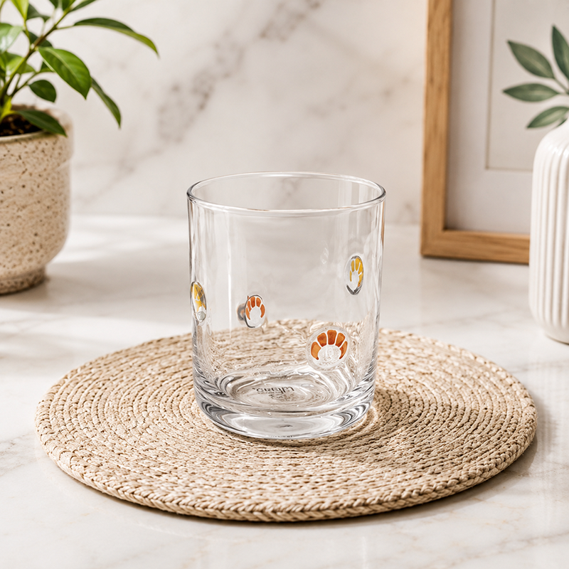 Service de 6 Verres en Verre Transparent avec Motifs Jaune & Orange – Image 2