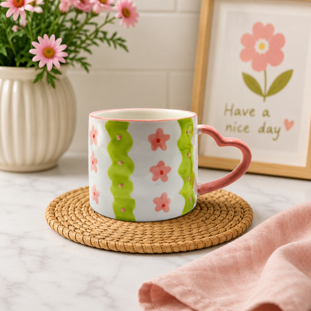 Mug Floral Anse Cœur