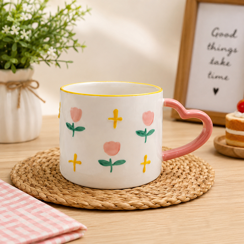 Mug Floral Anse Cœur