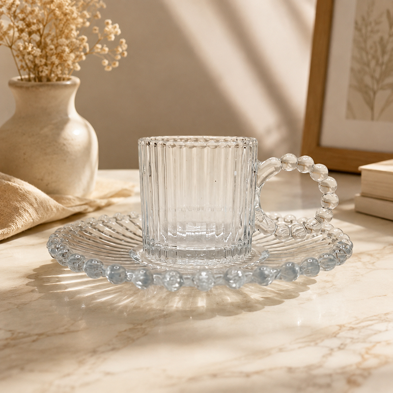 Service à Thé en Verre Élégant – 12 Pièces avec Tasses & Soucoupes – Image 2