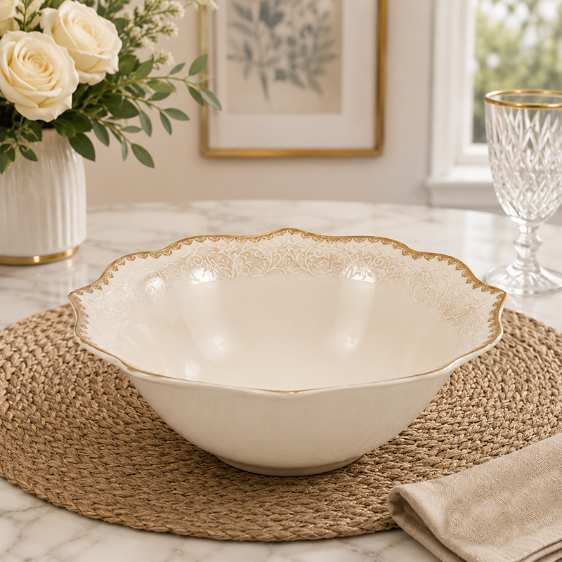 Service de Table Élégant Blanc & Doré – ceramique Raffinée 21 pièces – Image 5