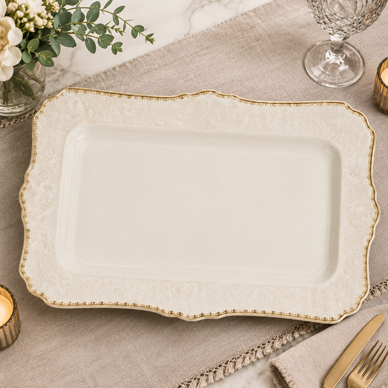 Service de Table Élégant Blanc & Doré – ceramique Raffinée 21 pièces – Image 2