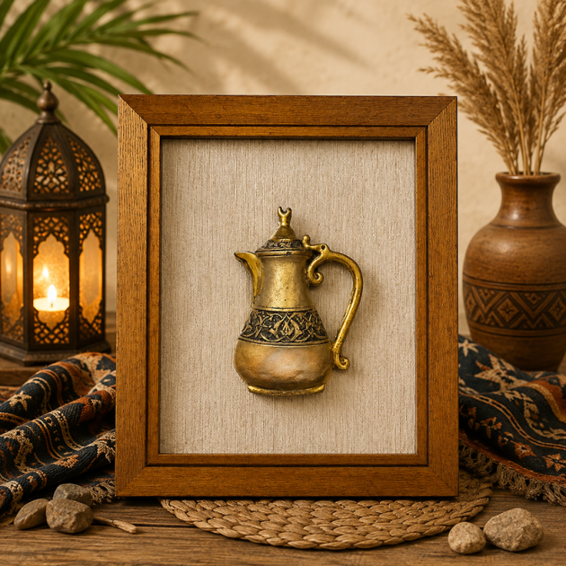 Tableau Décoratif Plume Dorée Élégance Naturelle – Cadre en Bois