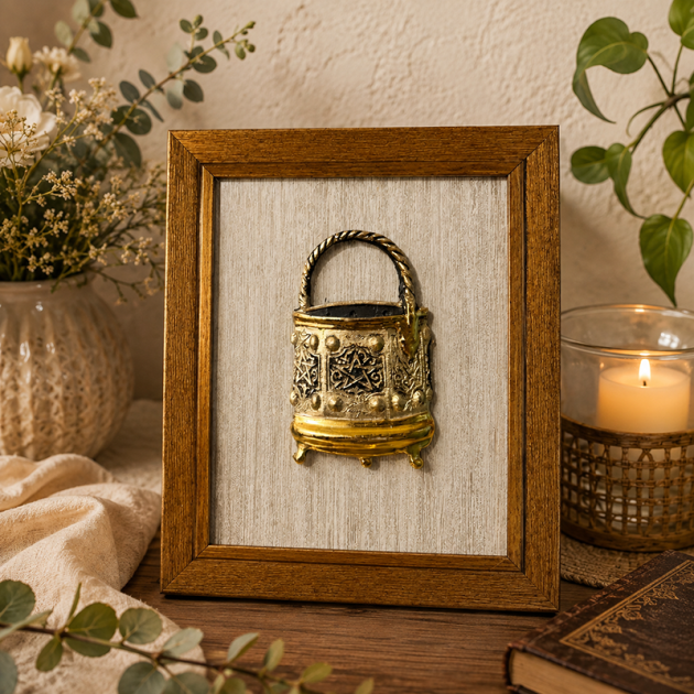 Tableau Décoratif Plume Dorée Élégance Naturelle – Cadre en Bois