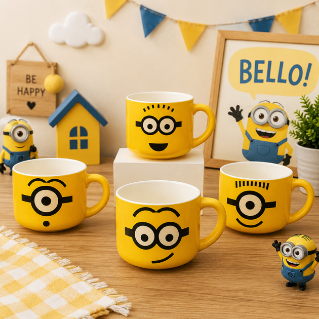 Ensemble de Tasses en Céramique Design Minions (4 pièces)