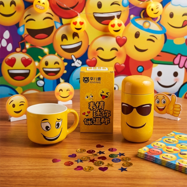 Ensemble Tasse et Mug Isotherme Emoji Jaune – Design Fun et Original