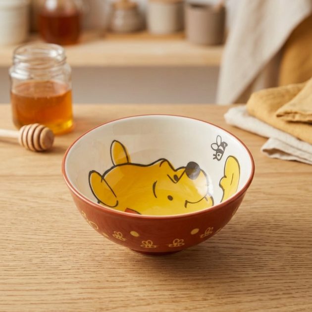 Bol en Céramique Marron avec Motif Cartoon Jaune