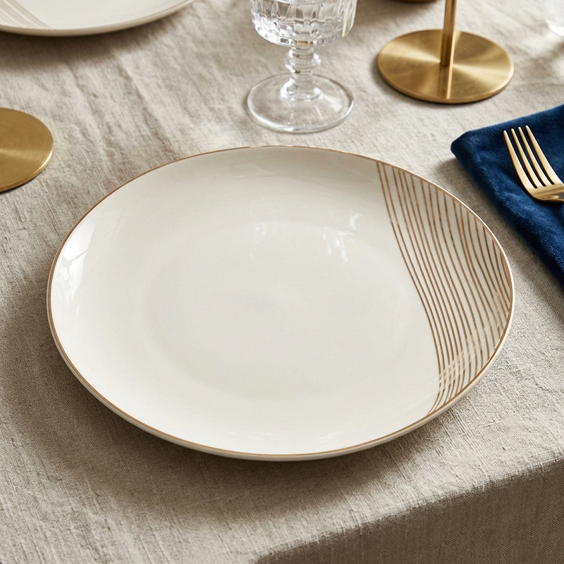 Service de Table en ceramique Blanc & Doré 21 pies – Image 2