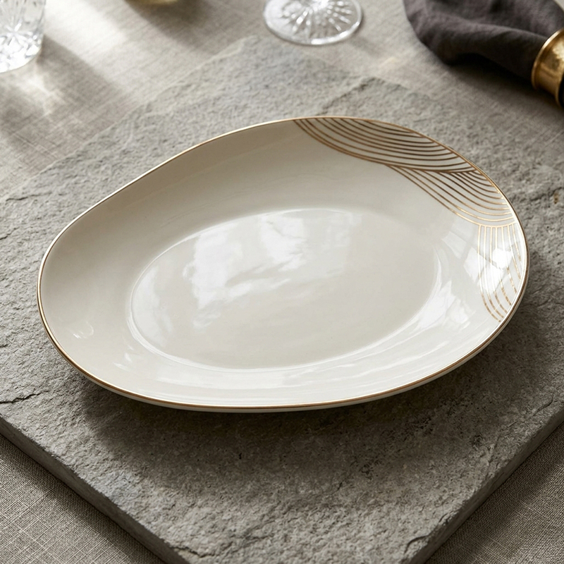 Service de Table en ceramique Blanc & Doré 21 pies – Image 3