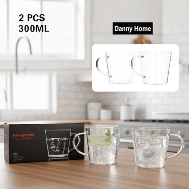Lot de 2 Mugs en Verre Transparent 300 ml – Danny Home